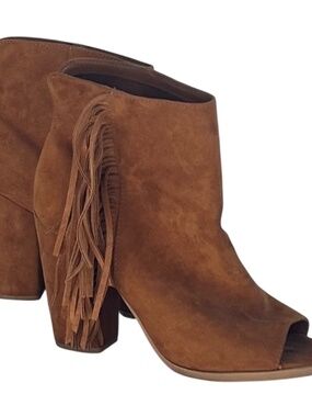 Dolce Vita Brown Suede Boots with Side Fringe-Size 7 1/2